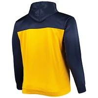 Men's Navy/Gold Milwaukee Brewers Big & Tall Yoke Full-Zip Hoodie