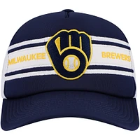 Men's   Navy Milwaukee Brewers Sideline Trucker Adjustable Hat
