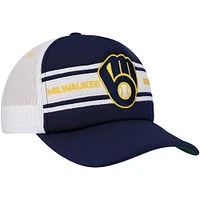 Men's   Navy Milwaukee Brewers Sideline Trucker Adjustable Hat