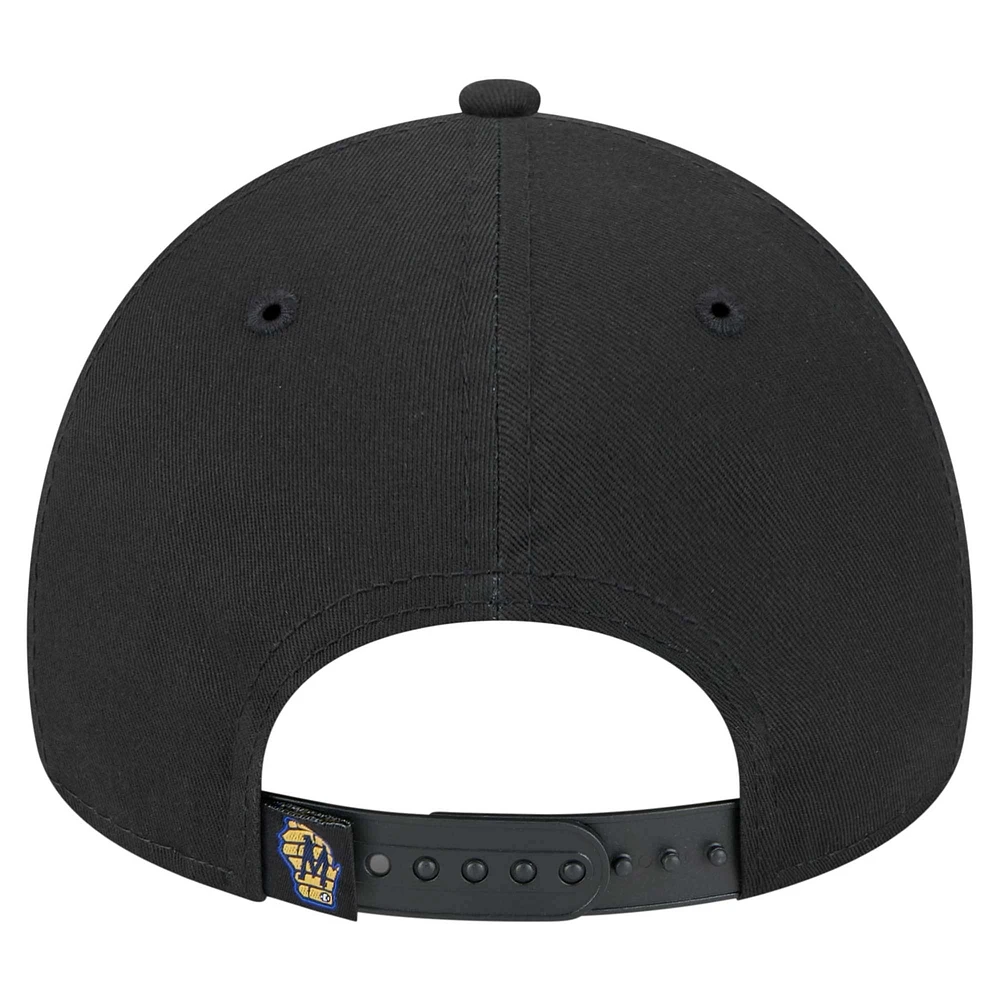 Men's New Era Black Milwaukee Brewers 9FORTY A-Frame Adjustable Hat