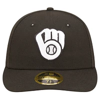 Men's New Era Black Milwaukee Brewers Low Profile 59FIFTY Fitted Hat