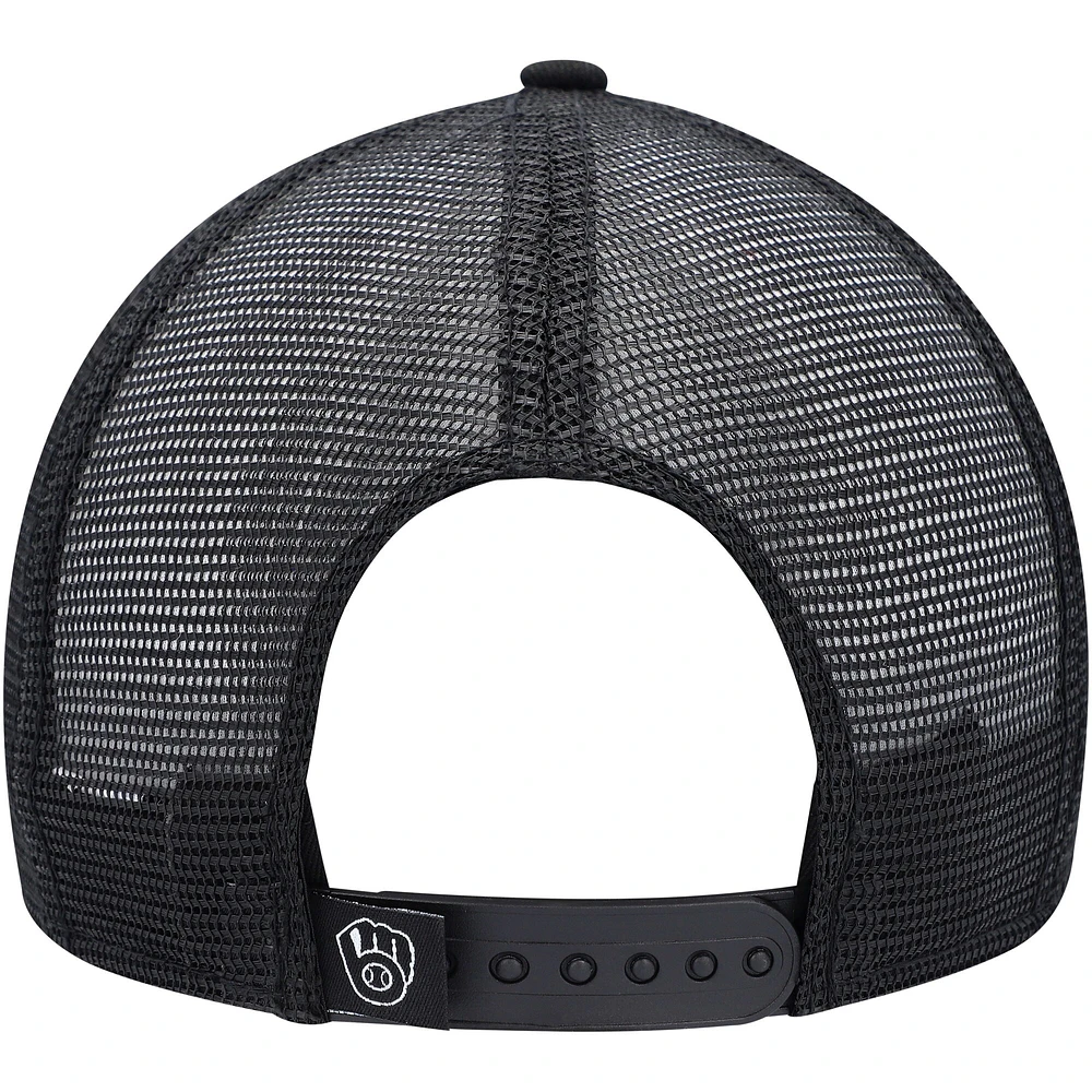 Men's New Era Black Milwaukee Brewers Street Trucker 9FIFTY Snapback Hat