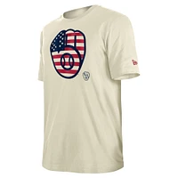 Men's New Era Cream Milwaukee Brewers Americana Flag Fill T-Shirt