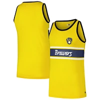 Men's New Era Gold Milwaukee Brewers Jersey Ringer Tank Top