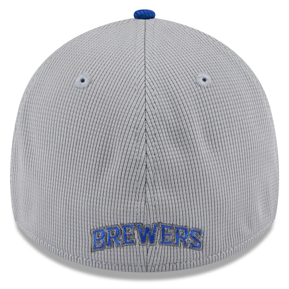 Men's New Era  Gray/Royal Milwaukee Brewers 2025 Batting Practice 39THIRTY Flex Hat