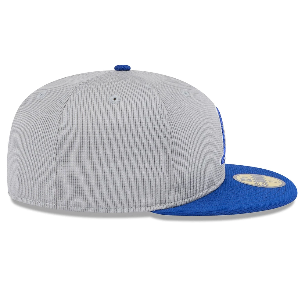 Men's New Era  Gray/Royal Milwaukee Brewers 2025 Batting Practice 59FIFTY Fitted Hat