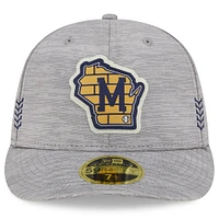 Men's New Era  Gray Milwaukee Brewers 2024 Clubhouse Low Profile 59FIFTY Fitted Hat