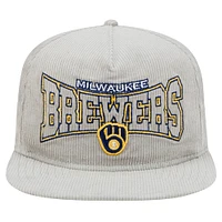 Men's New Era Gray Milwaukee Brewers Corduroy Golfer Snapback Hat