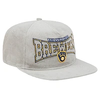 Men's New Era Gray Milwaukee Brewers Corduroy Golfer Snapback Hat