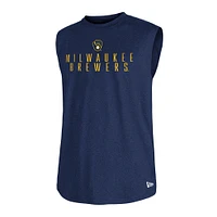 Men's New Era Heather Navy Milwaukee Brewers Team Muscle Tank Top
