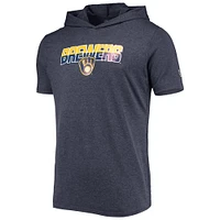 Men's New Era Heathered Navy Milwaukee Brewers Hoodie T-Shirt