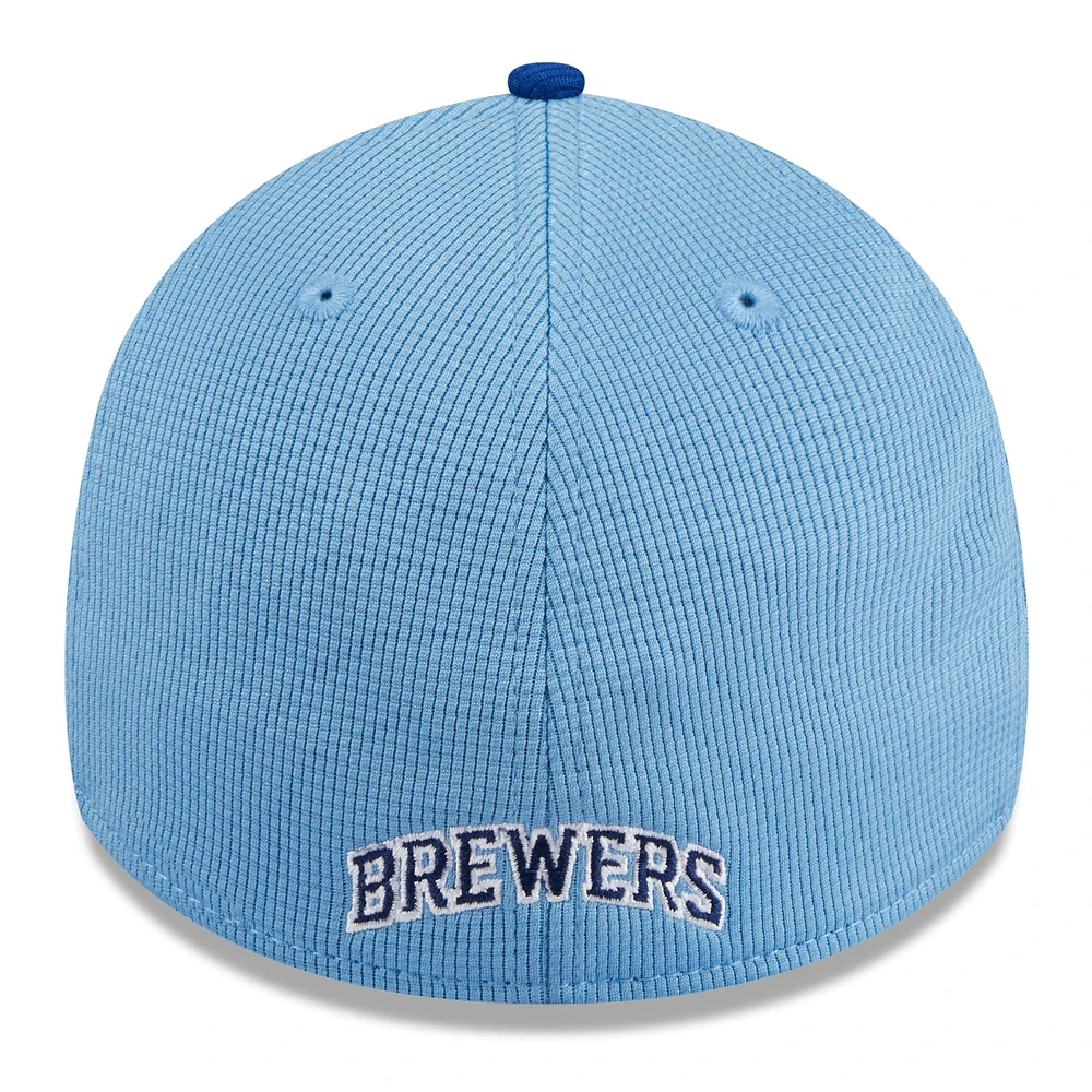 Men's New Era  Light Blue Milwaukee Brewers 2025 Batting Practice 39THIRTY Flex Hat