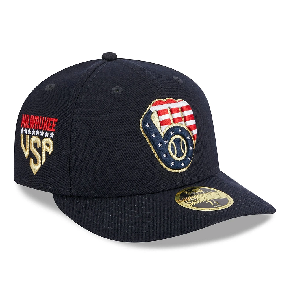 Men's New Era Navy Milwaukee Brewers 2023 Fourth of July Low Profile 59FIFTY Fitted Hat