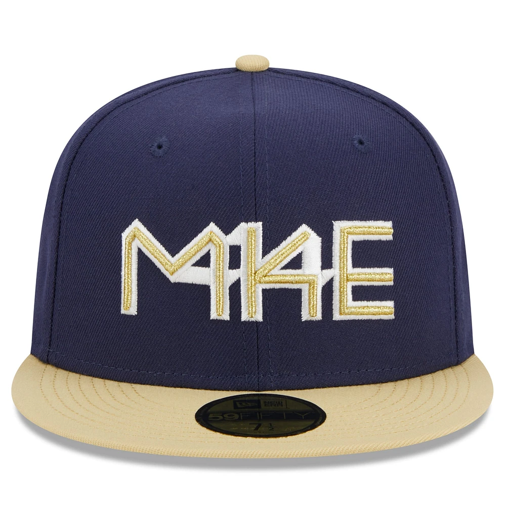 Men's New Era Navy Milwaukee Brewers Cooperstown Collection Retro City 59FIFTY Fitted Hat