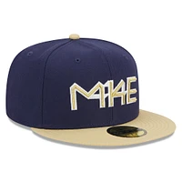 Men's New Era Navy Milwaukee Brewers Cooperstown Collection Retro City 59FIFTY Fitted Hat