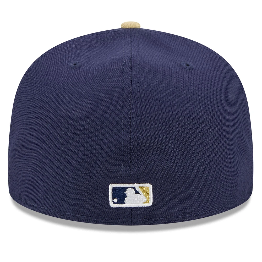 Men's New Era Navy Milwaukee Brewers Cooperstown Collection Retro City 59FIFTY Fitted Hat