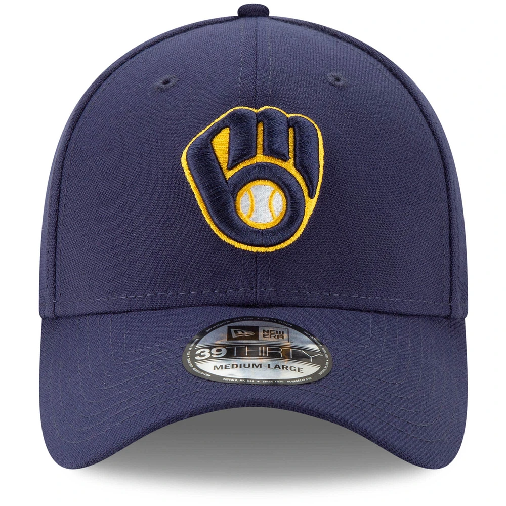 Men's New Era Navy Milwaukee Brewers Game Team Classic 39THIRTY Flex Hat