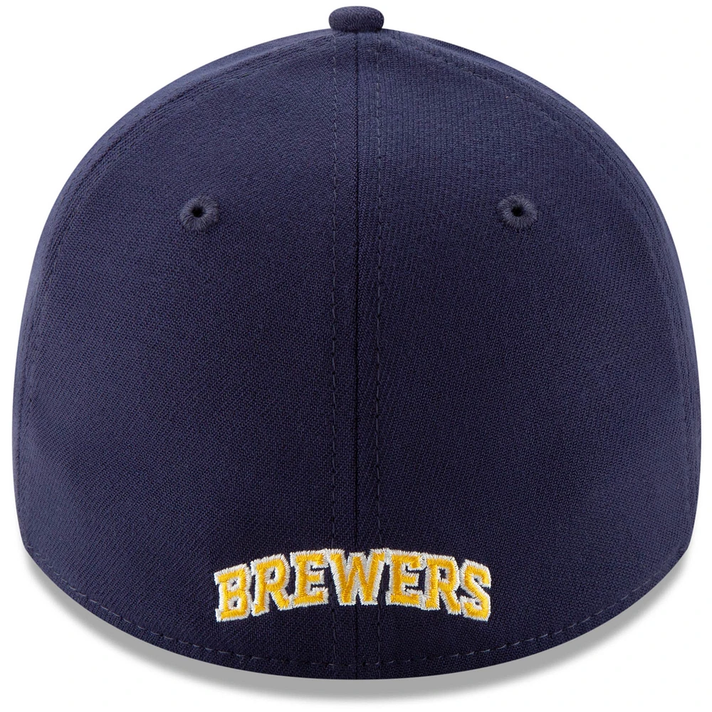 Men's New Era Navy Milwaukee Brewers Game Team Classic 39THIRTY Flex Hat
