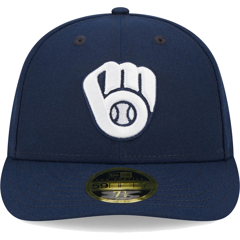 Men's New Era Navy Milwaukee Brewers Oceanside Low Profile 59FIFTY Fitted Hat