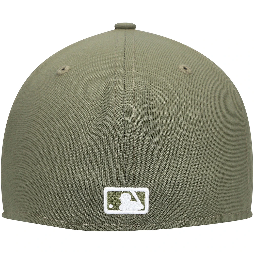 Men's New Era Olive Milwaukee Brewers White Logo 59FIFTY Fitted Hat