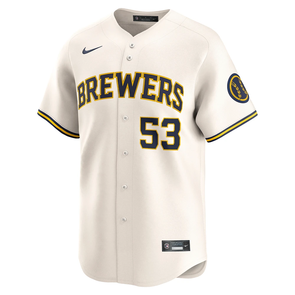 Maillot de joueur Nike Brandon Woodruff crème Milwaukee Brewers Home Limited pour homme