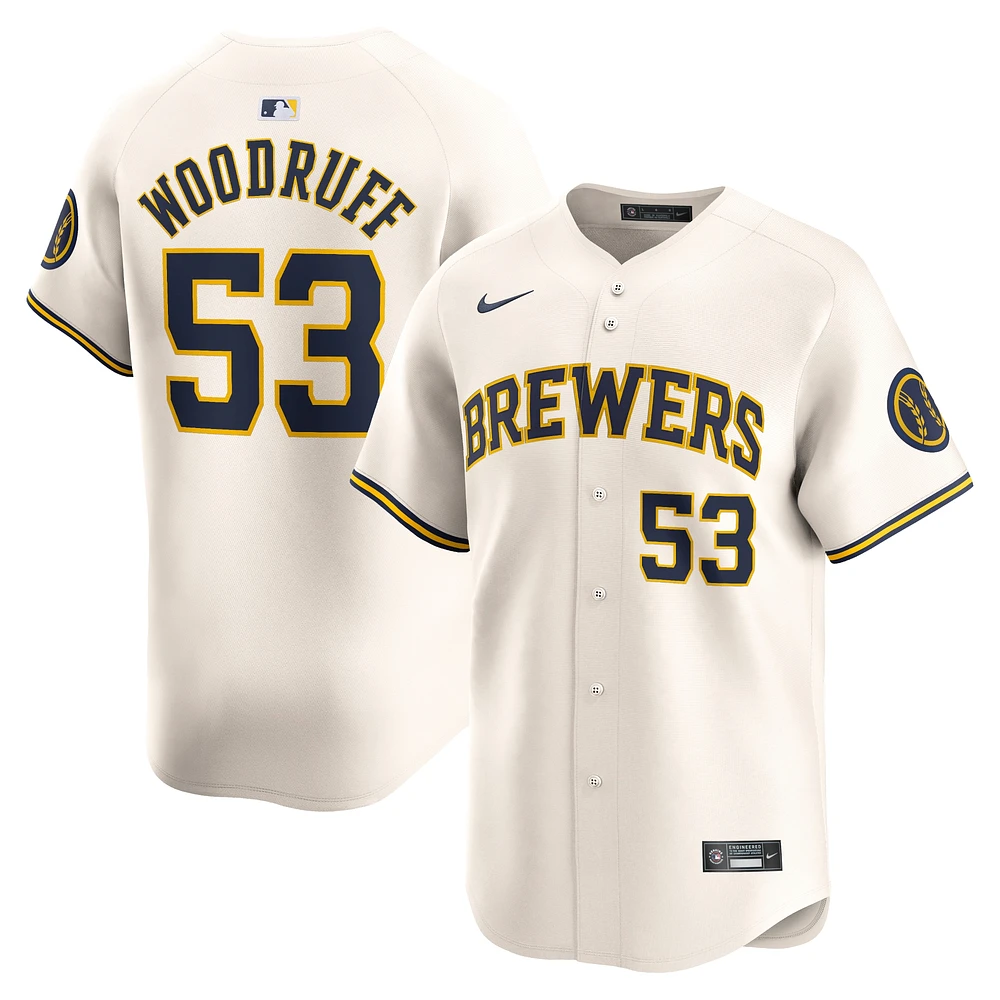 Maillot de joueur Nike Brandon Woodruff crème Milwaukee Brewers Home Limited pour homme