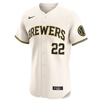Men's Nike Christian Yelich Cream Milwaukee Brewers Home Elite Player Jersey
