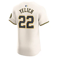 Men's Nike Christian Yelich Cream Milwaukee Brewers Home Elite Player Jersey