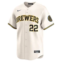 Men's Nike Christian Yelich Cream Milwaukee Brewers Home Limited Player Jersey
