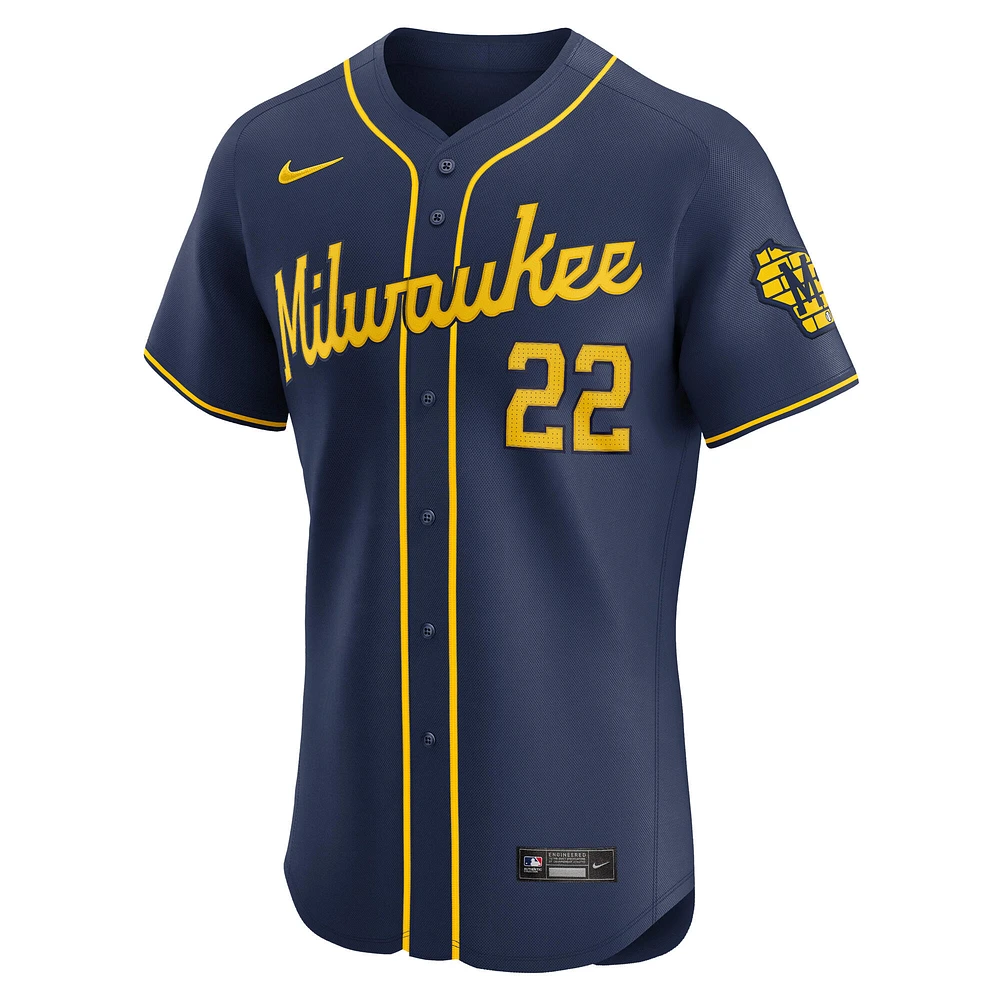 Men's Nike Christian Yelich Navy Milwaukee Brewers Alternate Home Elite Player Jersey