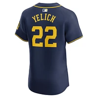 Men's Nike Christian Yelich Navy Milwaukee Brewers Alternate Home Elite Player Jersey