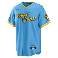Men's Nike Christian Yelich Powder Blue Milwaukee Brewers City Connect Replica Player Jersey