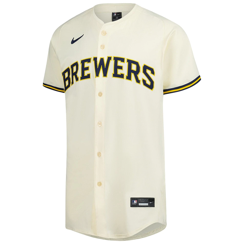 Maillot Nike crème à domicile Elite des Milwaukee Brewers pour homme