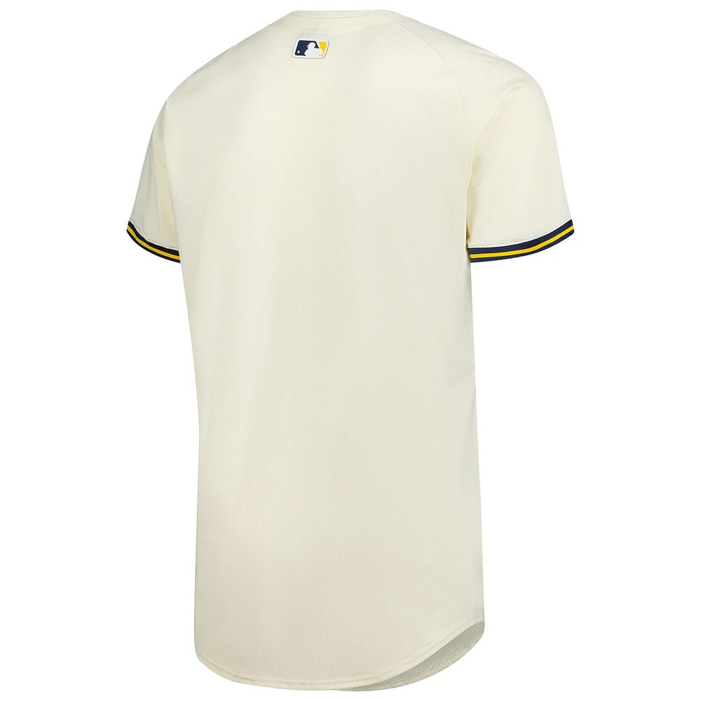 Maillot Nike crème à domicile Elite des Milwaukee Brewers pour homme