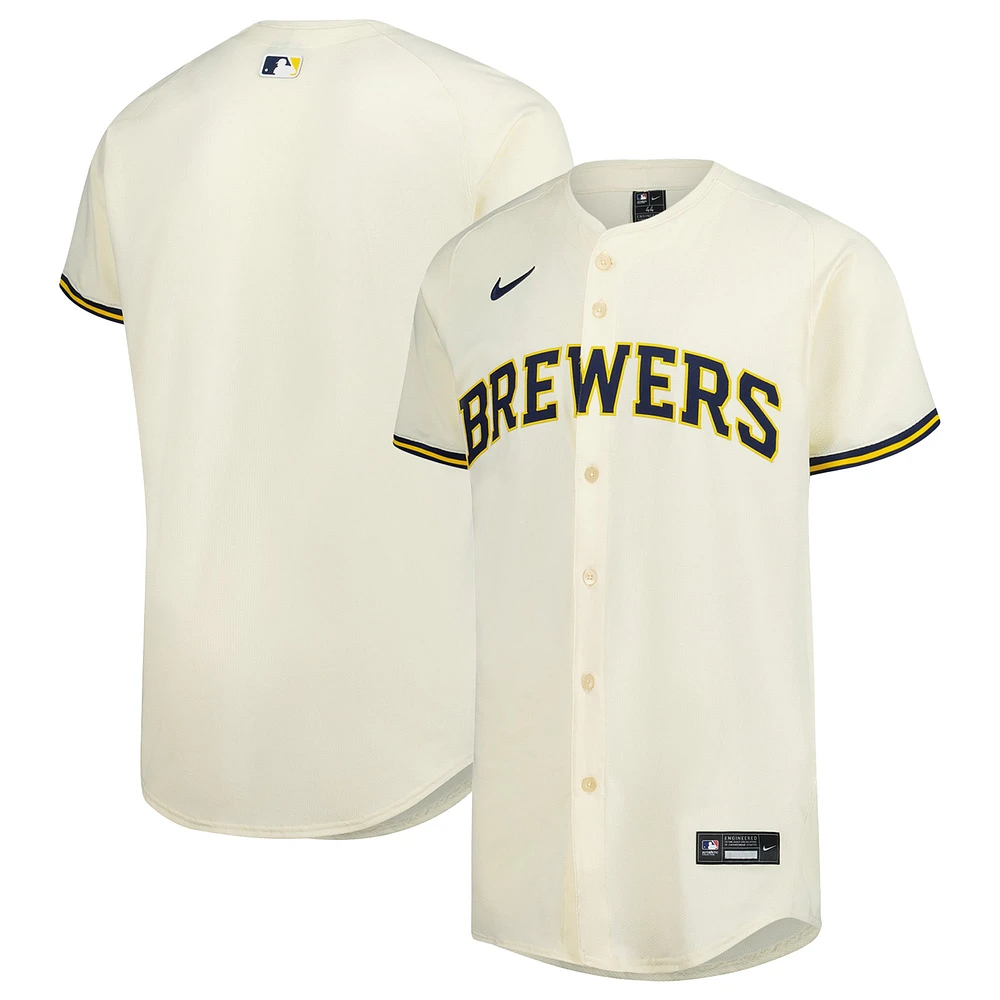 Maillot Nike crème à domicile Elite des Milwaukee Brewers pour homme
