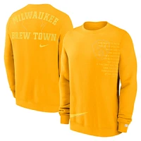 Men's Nike Gold Milwaukee Brewers Statement Ball Game Fleece Pullover Sweatshirt