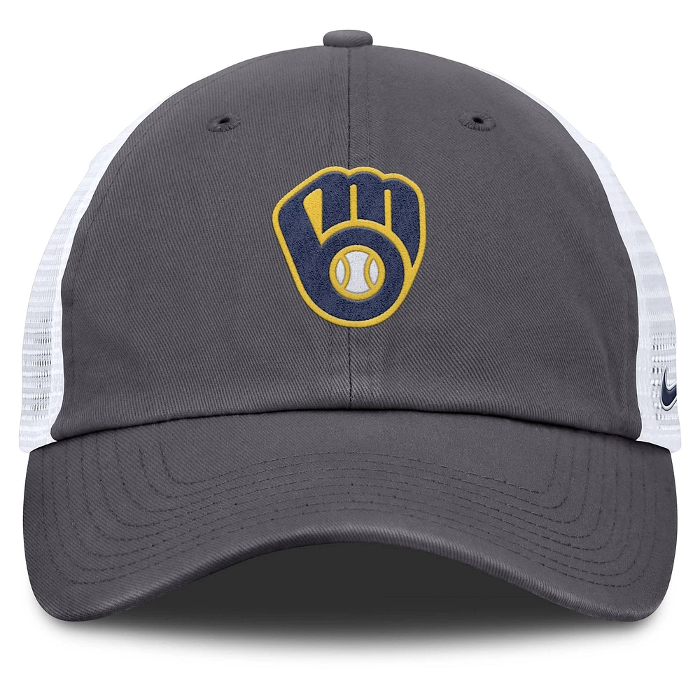 Men's Nike Gray Milwaukee Brewers Adjustable Trucker Hat