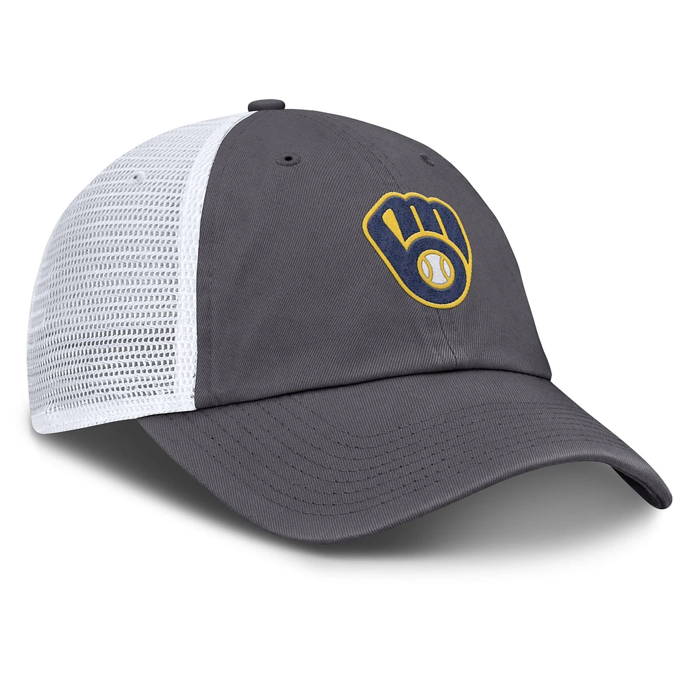 Men's Nike Gray Milwaukee Brewers Adjustable Trucker Hat