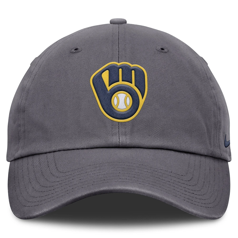 Men's Nike Gray Milwaukee Brewers Club Adjustable Hat