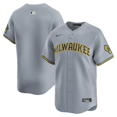 Maillot Nike gris Milwaukee Brewers Road Limited pour homme
