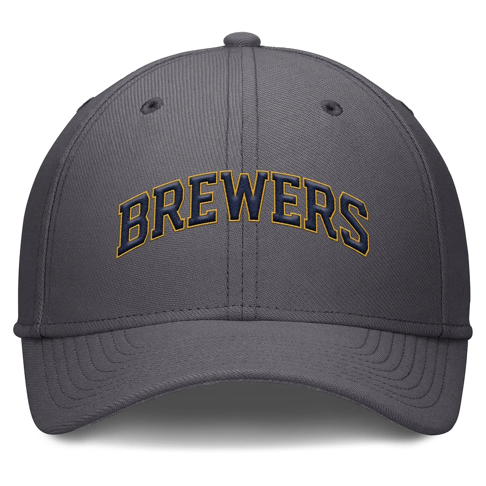 Men's Nike  Gray Milwaukee Brewers Swoosh Performance Flex Hat