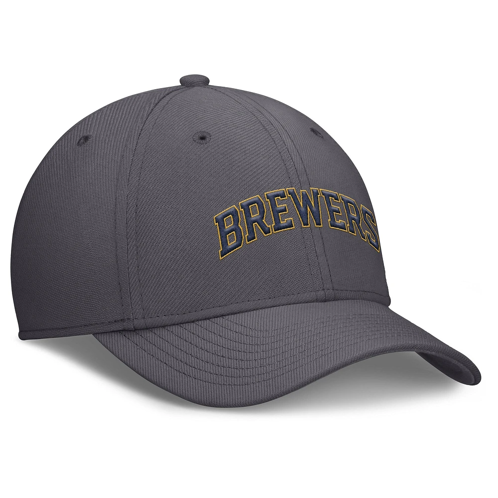 Men's Nike  Gray Milwaukee Brewers Swoosh Performance Flex Hat