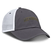 Men's Nike Gray Milwaukee Brewers Wordmark Club Adjustable Trucker Hat