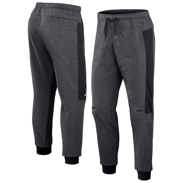 Pantalon de survêtement Nike pour hommes en gris chiné/noir Milwaukee Brewers Authentic Collection Flux Performance Jogger