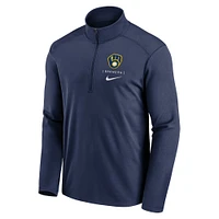 Men's Nike Navy Milwaukee Brewers Franchise Logo Pacer Performance Half-Zip Top