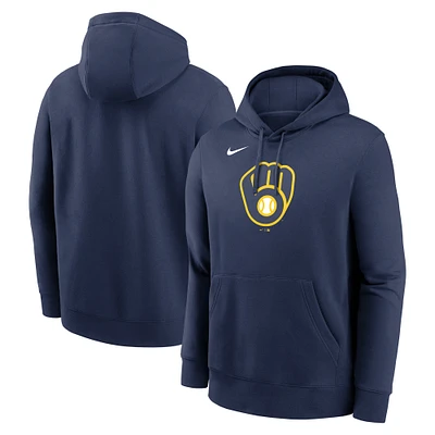 Sweat à capuche Nike bleu marine Milwaukee Brewers Logo Club Fleece pour homme