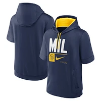 Men's Nike Navy Milwaukee Brewers Tri Code Lockup Short Sleeve Pullover Hoodie