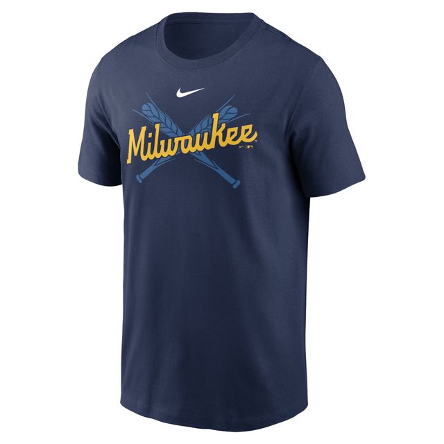 T-shirt de l'équipe locale Nike Milwaukee Brewers Wordmark pour homme - Bleu marine