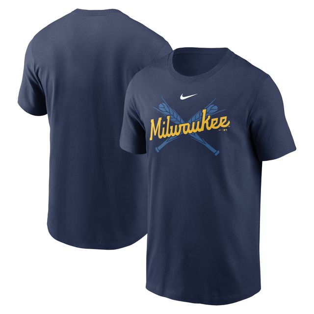 T-shirt de l'équipe locale Nike Milwaukee Brewers Wordmark pour homme - Bleu marine