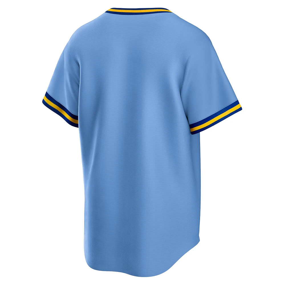 Men's Nike Powder Blue Milwaukee Brewers Road Cooperstown Collection Team Jersey